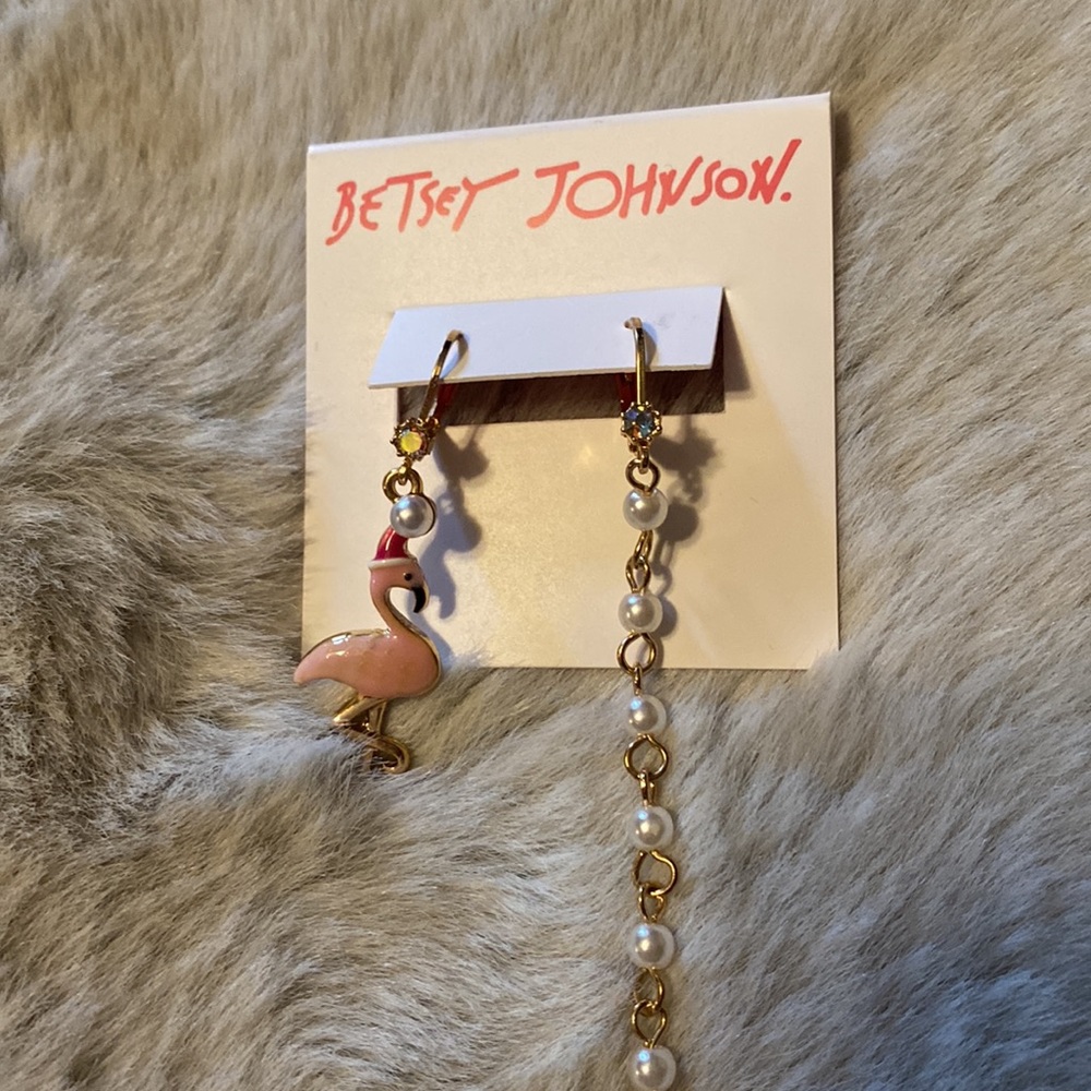 Betsey Johnson Short/Long Flamingo Earrings - Picture 9 of 9